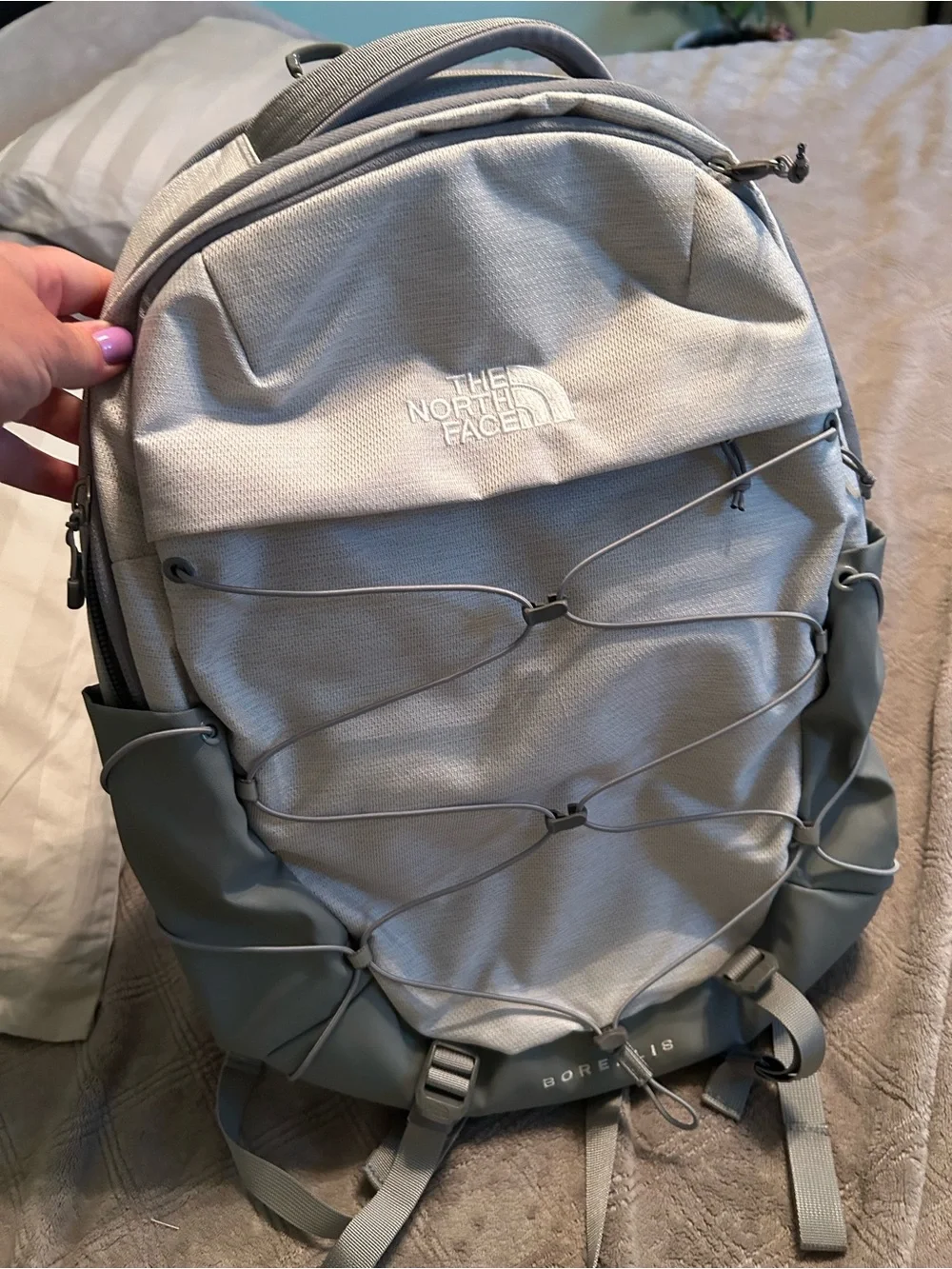 The North Face Borealis Light Gray and Charcoal Backpack - Picture 14 of 14